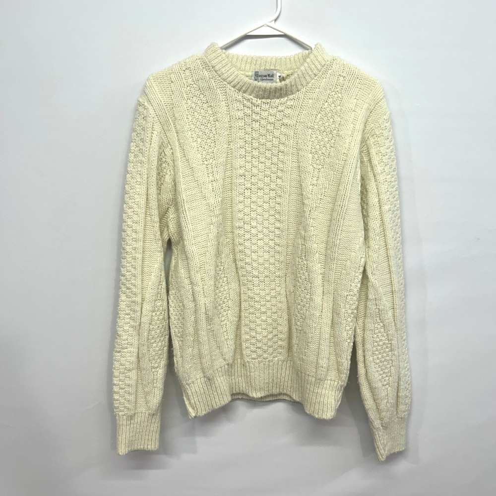 Vintage Cream‎ Cotton Knit Sweater Minimalist Preppy Grandpa Academia M